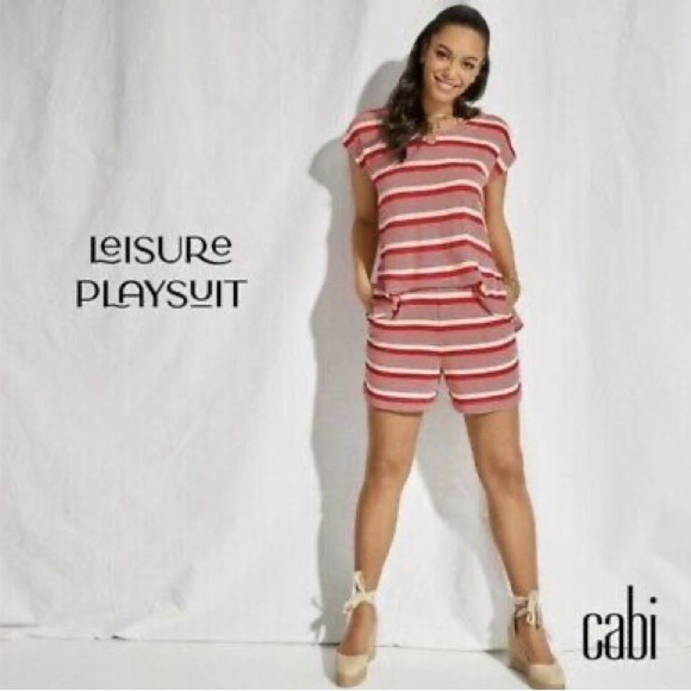 Cabi 6220 Leisure Playsuit Romper Red & White Stripes Size xl